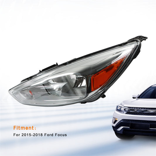 Daysyore Brightness Headlight Assembly, Headlight Assembly for 2015-2018, Headlight Assembly Ford Focus Durable, Headlight Assembly Left+Right Black Amber