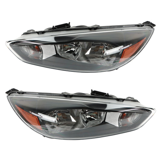 Daysyore Brightness Headlight Assembly, Headlight Assembly for 2015-2018, Headlight Assembly Ford Focus Durable, Headlight Assembly Left+Right Black Amber