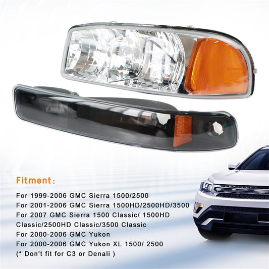 Daysyore 2pcs Headlight Assembly, Headlight Assembly for 1999 to 2007, Headlight Assembly GMC Sierra/Yukon