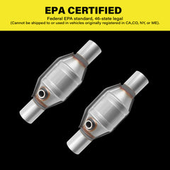 2Pcs 2.25" Inlet/Outlet Universal Catalytic Converter Direct Fit