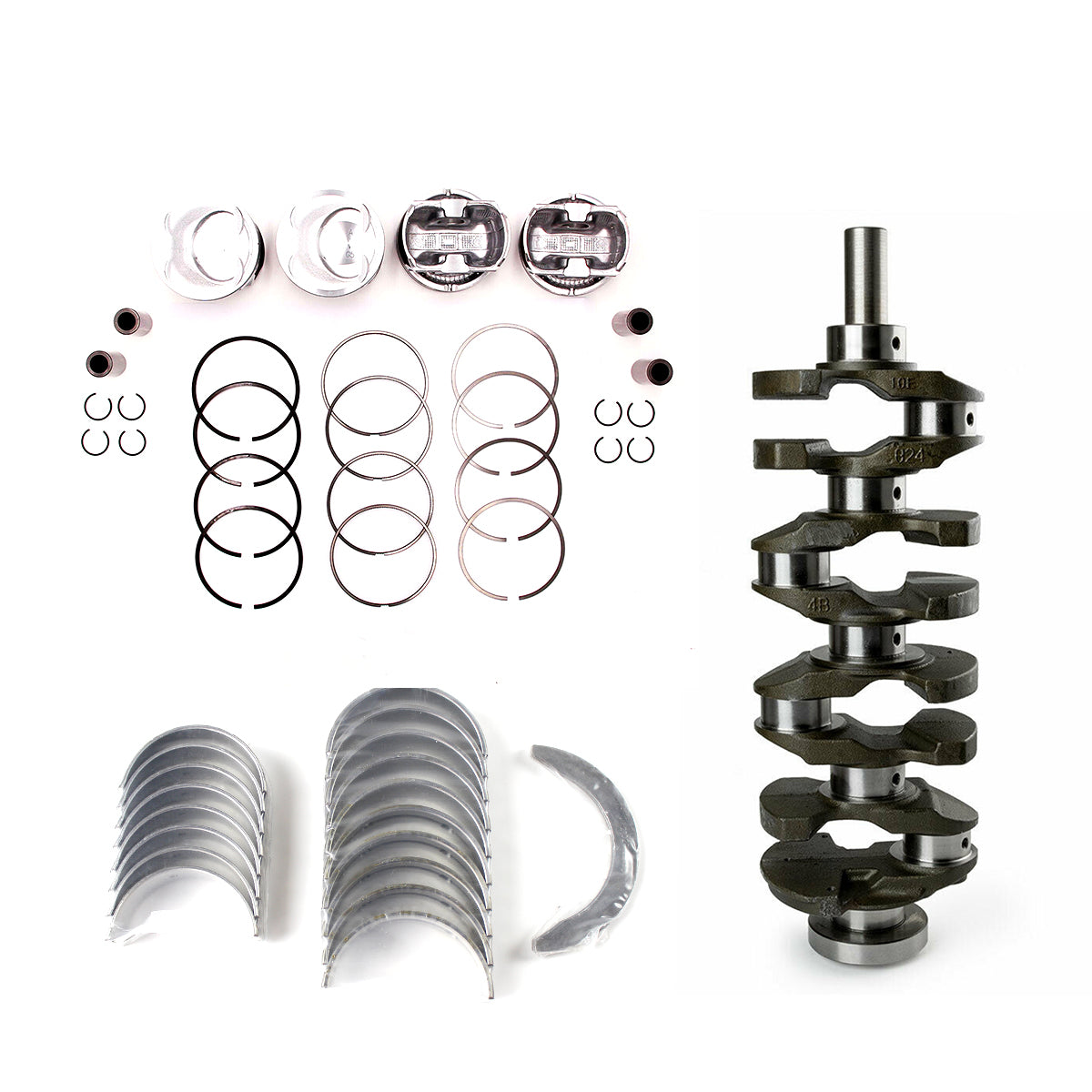 Daysyore® G4KJ Engine Overhaul Rebuild Kit Crankshaft & Bearing & Pistons for Hyundai Kia 2.4L