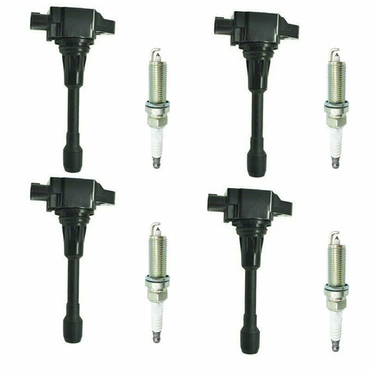 Daysyore® 4Pcs Ignition Coil + 4Pcs Double Iridium Spark Plug for Nissan Altima Cube Rogue Infiniti FX50 uf549