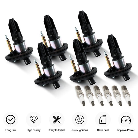 Daysyore® 6pcs Ignition Coils +6pcs Iridium Spark Plugs for Chevy Trailblazer GMC Canyon Buick UF303