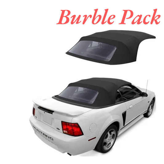 Burble Pack Convertible Soft Top & Plastic Window Black Sailcloth For Ford Mustang 1994-2004