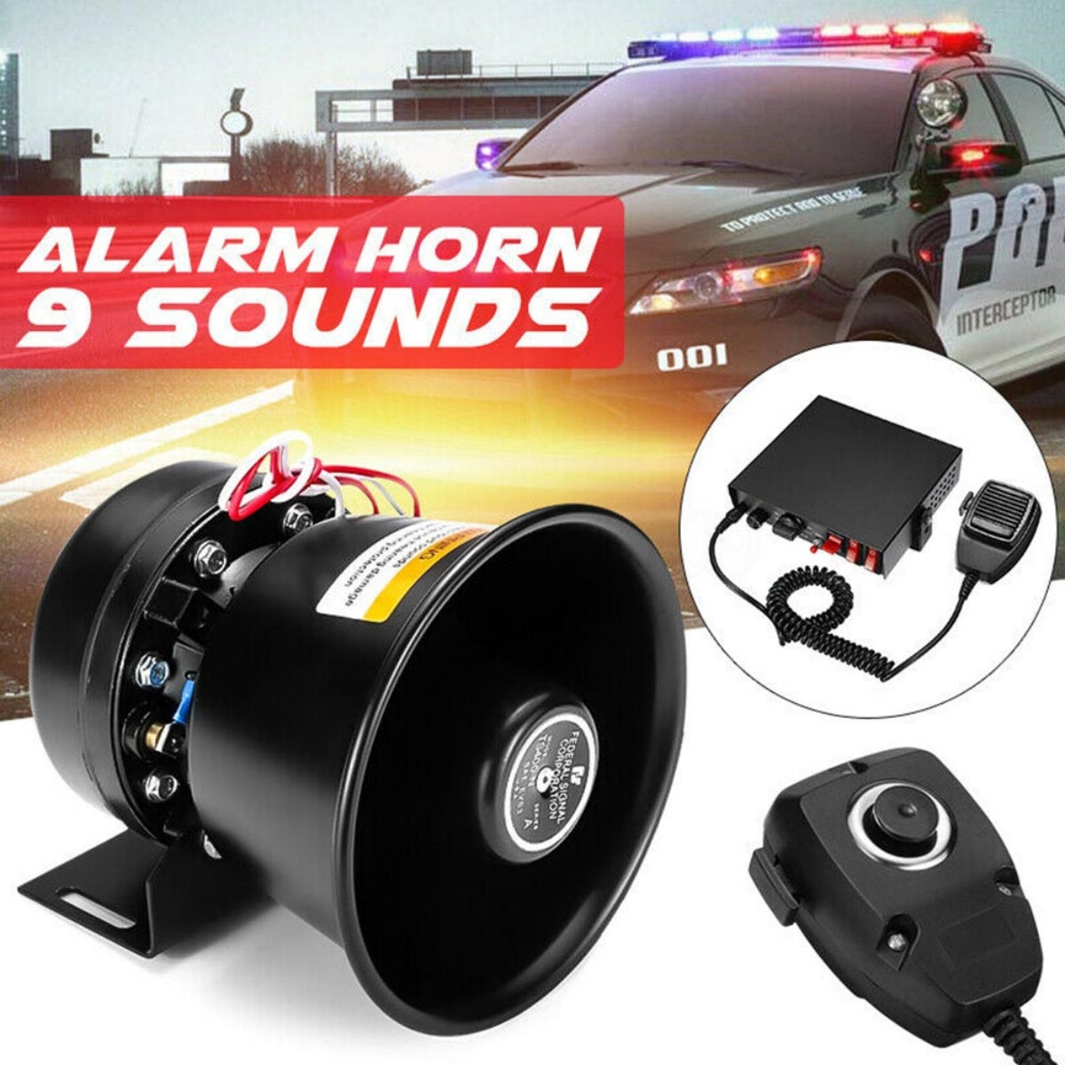 Sound Loud Car Warning Alarm, Police Fire Horn Speaker System Mic, Daysyore Sound Loud Car Warning Alarm