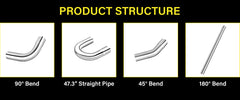 Daysyore 2.5" Universal 304 Stainless Steel DIY Custom Exhaust Tubing Pipe Straight & Bend Kit