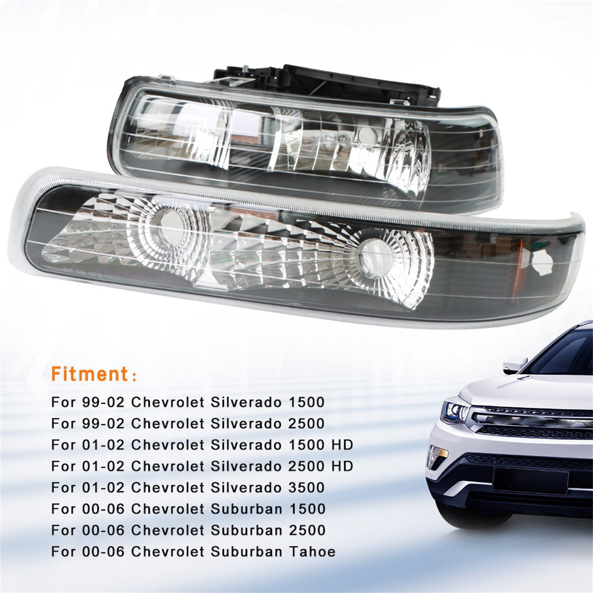 thumbnail image 2 of V-Spec 2PC Fog Lights For Chevy Silverado 1999-2002 & Suburban Tahoe 2000-2006 – Halogen With Bulbs – DOT 2 of 6