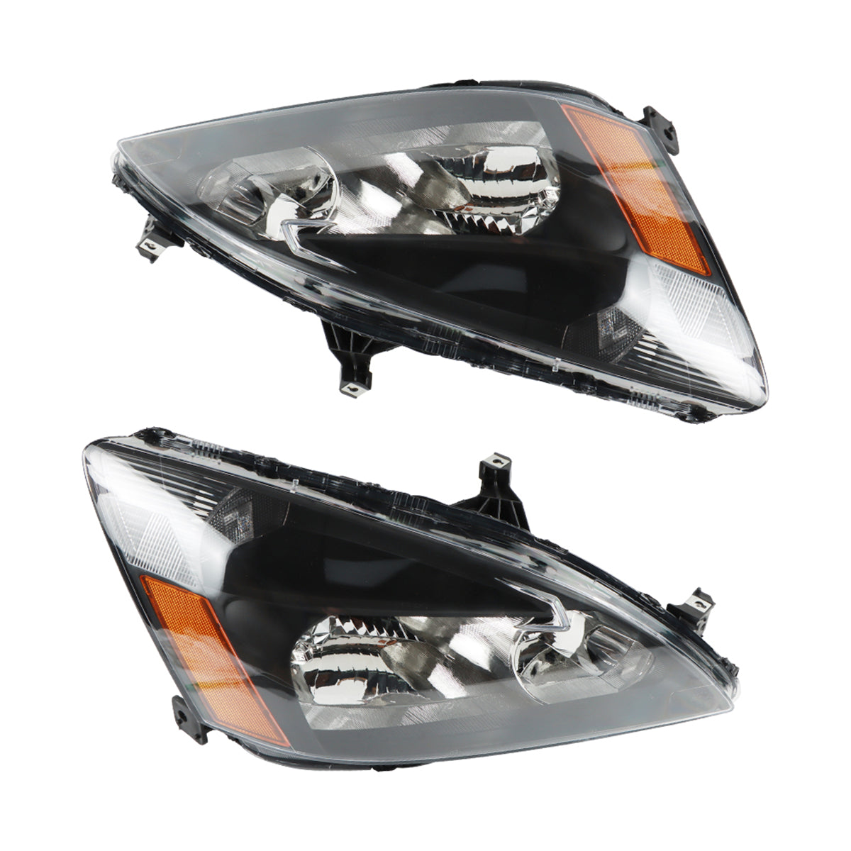 PENSUN Pair Headlight Assembly For 2003-2007 Honda Accord – Chrome Housing, Clear Lens, Halogen