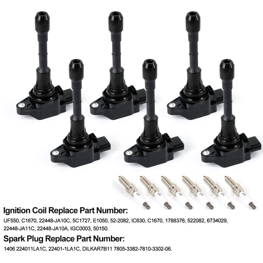 Daysyore 6pcs Ignition Coils +6pcs Iridium Spark Plugs, 6pcs Ignition Coils +6pcs Iridium Spark Plugs for Infiniti G25 Nissan Maxima, 6pcs Ignition Coils +6pcs Iridium Spark Plugs V6 UF550, Auto 6pcs Ignition Coils +6pcs Iridium Spark Plugs, Car 6pcs Ignition Coils +6pcs Iridium Spark Plugs