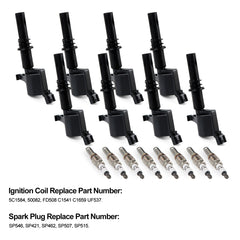 Daysyore 8pcs Ignition Coils +8pcs Iridium Spark Plugs, 8pcs Ignition Coils +8pcs Iridium Spark Plugs for Ford F-150 Expedition, 8pcs Ignition Coils +8pcs Iridium Spark Plugs 5.4L FD508, Auto 8pcs Ignition Coils +8pcs Iridium Spark Plugs