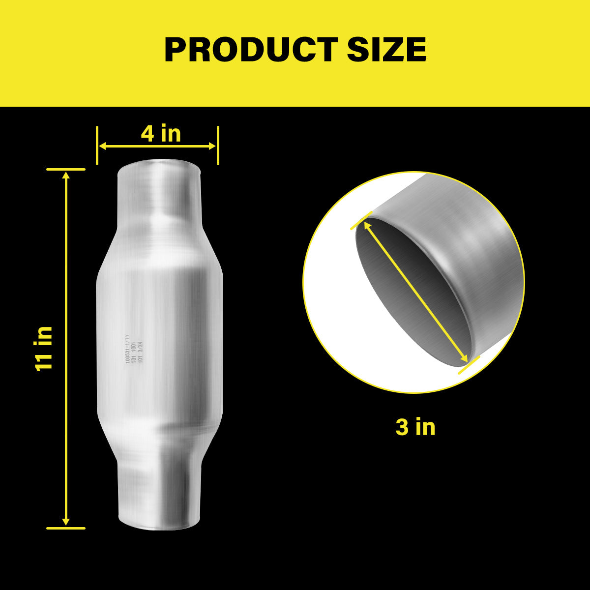 Size of Catalytic Converter Universal 3 Inch