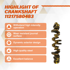 Daysyore® Engine Crankshaft 11217580483 for BMW E82 E84 E88 E90 E92 E93 F02 F06 F07 F10 F12 N55B30A