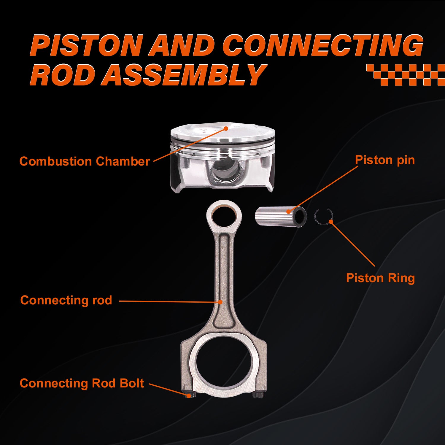 4Pcs Connecting Rod & Piston Kit for 2011-2013 Hyundai Sonata Kia Sorento Optima 2.4L